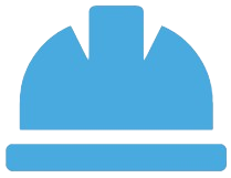 Blue hard hat icon for the skilled concrete crew at Jacksonville Concreters
